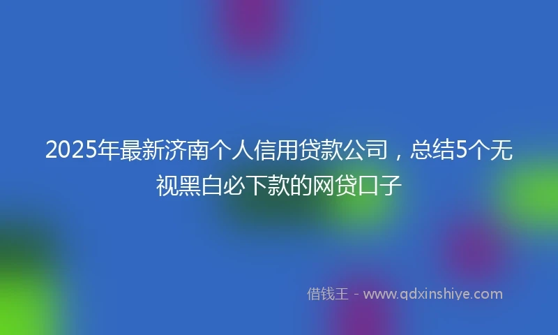 2025年最新济南个人信用贷款公司，总结5个无视黑白必下款的网贷口子