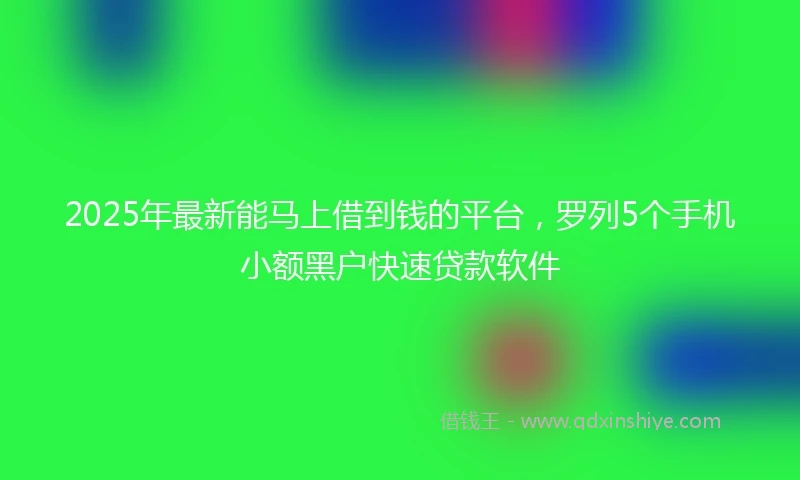 2025年最新能马上借到钱的平台，罗列5个手机小额黑户快速贷款软件