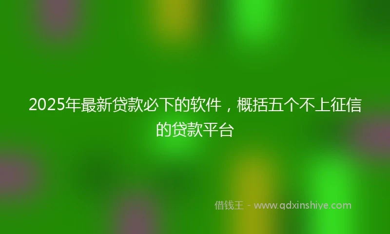 2025年最新贷款必下的软件，概括五个不上征信的贷款平台