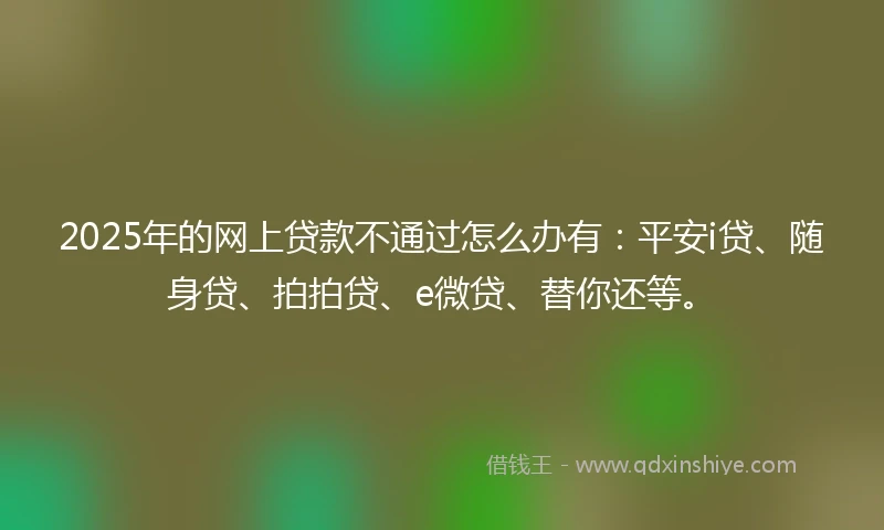 2025年的网上贷款不通过怎么办有：平安i贷、随身贷、拍拍贷、e微贷、替你还等。