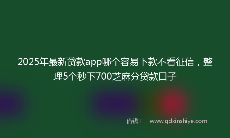 2025年最新贷款app哪个容易下款不看征信，整理5个秒下700芝麻分贷款口子