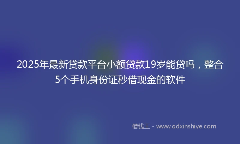 2025年最新贷款平台小额贷款19岁能贷吗，整合5个手机身份证秒借现金的软件