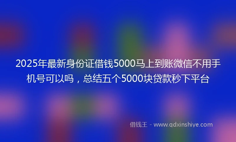 2025年最新身份证借钱5000马上到账微信不用手机号可以吗，总结五个5000块贷款秒下平台