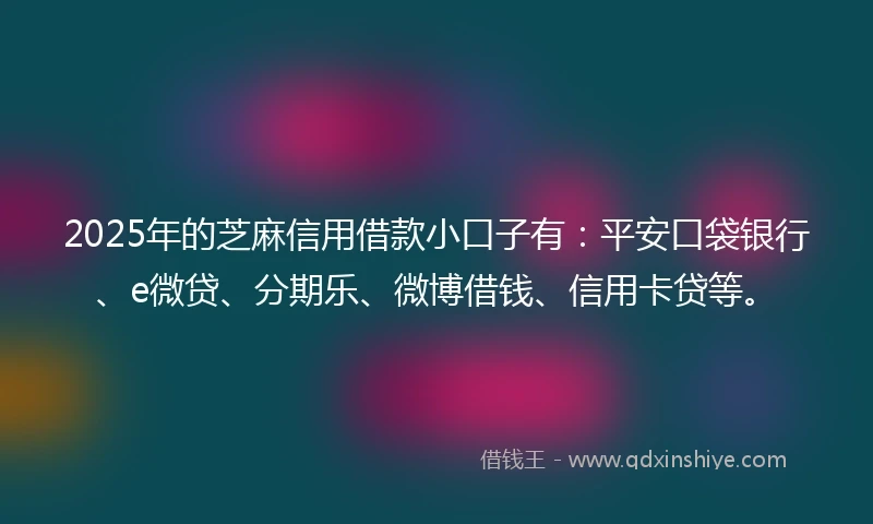 2025年的芝麻信用借款小口子有：平安口袋银行、e微贷、分期乐、微博借钱、信用卡贷等。