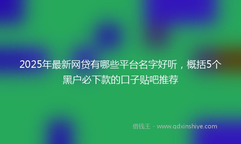 2025年最新网贷有哪些平台名字好听，概括5个黑户必下款的口子贴吧推荐