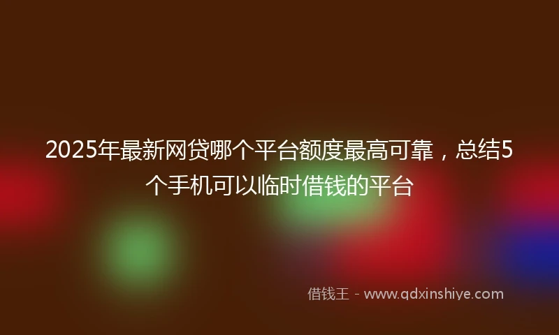 2025年最新网贷哪个平台额度最高可靠，总结5个手机可以临时借钱的平台