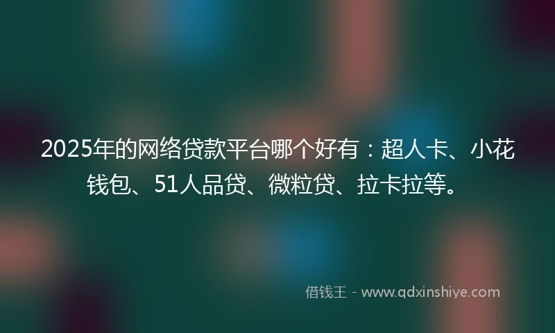 2025年的网络贷款平台哪个好有：超人卡、小花钱包、51人品贷、微粒贷、拉卡拉等。