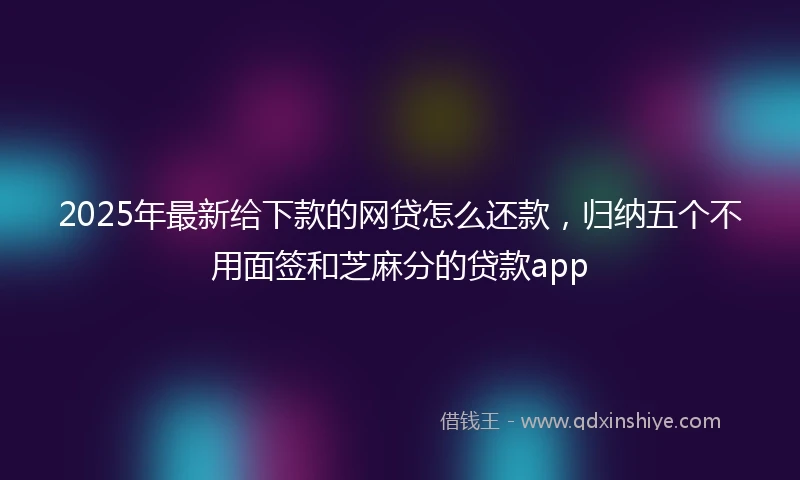 2025年最新给下款的网贷怎么还款，归纳五个不用面签和芝麻分的贷款app