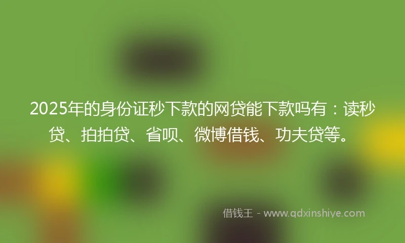 2025年的身份证秒下款的网贷能下款吗有：读秒贷、拍拍贷、省呗、微博借钱、功夫贷等。