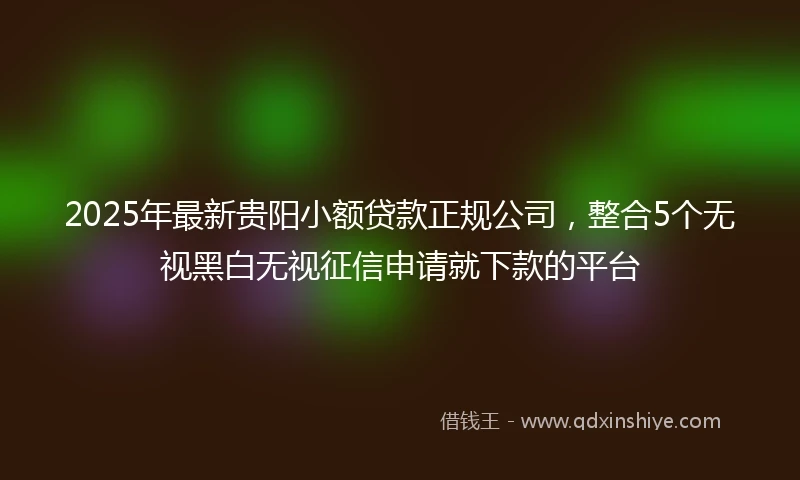 2025年最新贵阳小额贷款正规公司，整合5个无视黑白无视征信申请就下款的平台