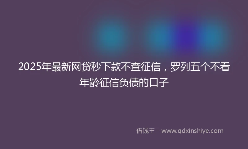 2025年最新网贷秒下款不查征信，罗列五个不看年龄征信负债的口子