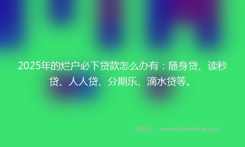 2025年的烂户必下贷款怎么办有：随身贷、读秒贷、人人贷、分期乐、滴水贷等。