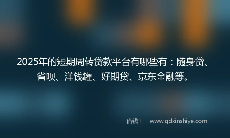 2025年的短期周转贷款平台有哪些有：随身贷、省呗、洋钱罐、好期贷、京东金融等。