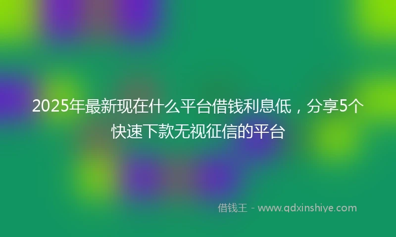 2025年最新现在什么平台借钱利息低，分享5个快速下款无视征信的平台