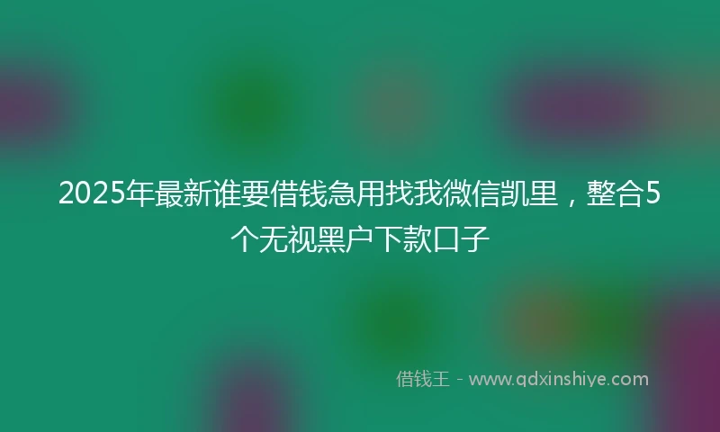 2025年最新谁要借钱急用找我微信凯里，整合5个无视黑户下款口子