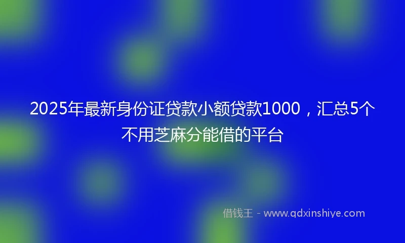 2025年最新身份证贷款小额贷款1000，汇总5个不用芝麻分能借的平台