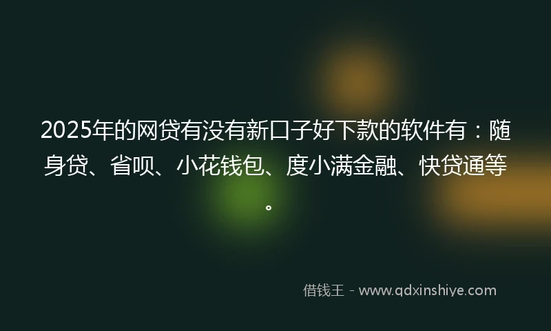 2025年的网贷有没有新口子好下款的软件有：随身贷、省呗、小花钱包、度小满金融、快贷通等。