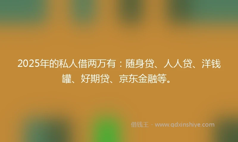 2025年的私人借两万有：随身贷、人人贷、洋钱罐、好期贷、京东金融等。