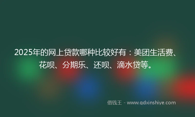2025年的网上贷款哪种比较好有：美团生活费、花呗、分期乐、还呗、滴水贷等。