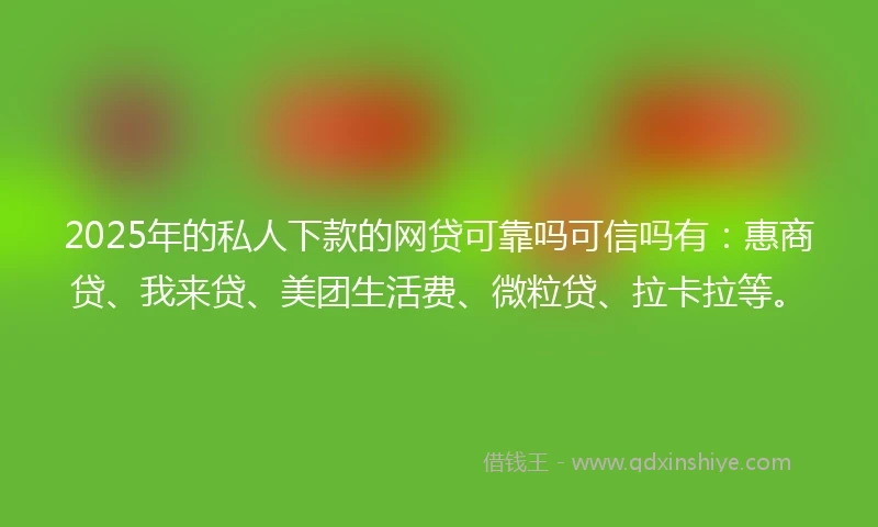 2025年的私人下款的网贷可靠吗可信吗有：惠商贷、我来贷、美团生活费、微粒贷、拉卡拉等。