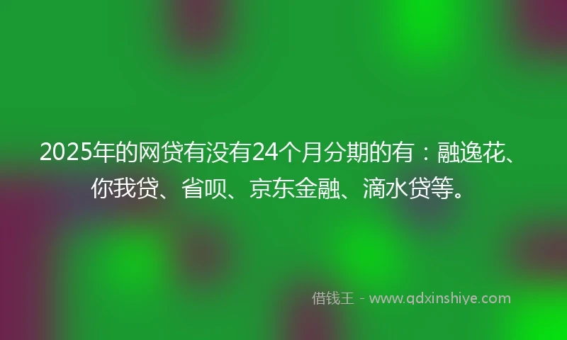 2025年的网贷有没有24个月分期的有：融逸花、你我贷、省呗、京东金融、滴水贷等。