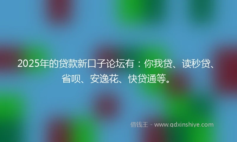 2025年的贷款新口子论坛有：你我贷、读秒贷、省呗、安逸花、快贷通等。