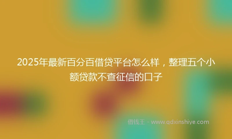 2025年最新百分百借贷平台怎么样，整理五个小额贷款不查征信的口子