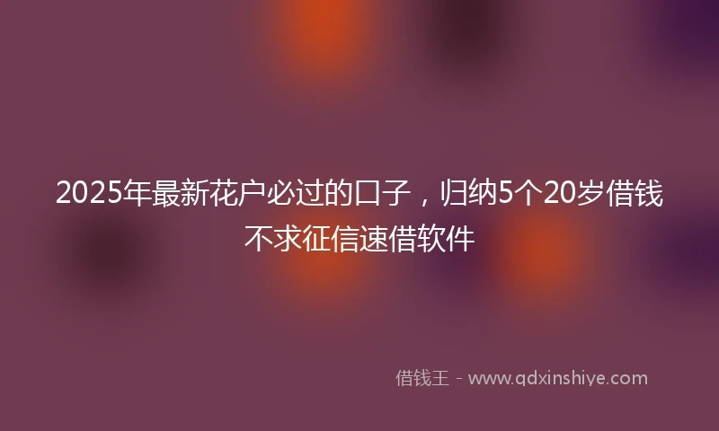 2025年最新花户必过的口子，归纳5个20岁借钱不求征信速借软件