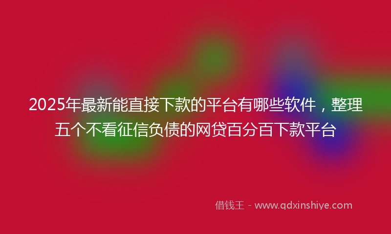 2025年最新能直接下款的平台有哪些软件，整理五个不看征信负债的网贷百分百下款平台
