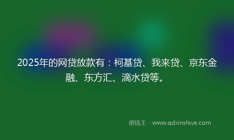 2025年的网贷放款有：柯基贷、我来贷、京东金融、东方汇、滴水贷等。