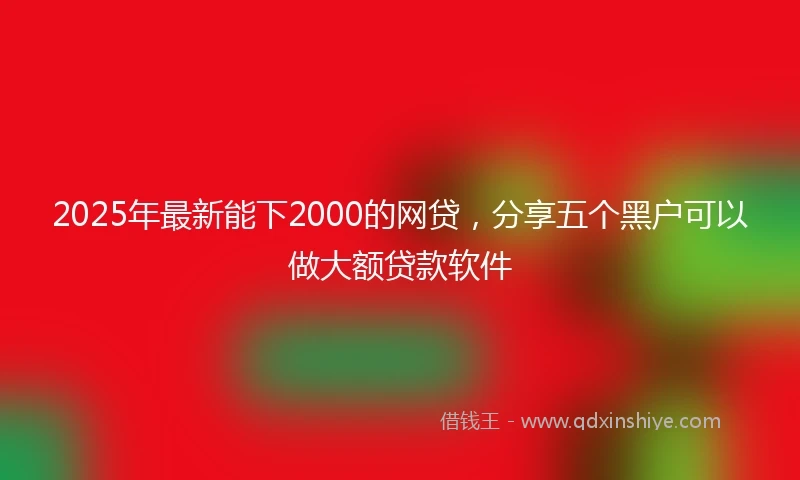 2025年最新能下2000的网贷，分享五个黑户可以做大额贷款软件