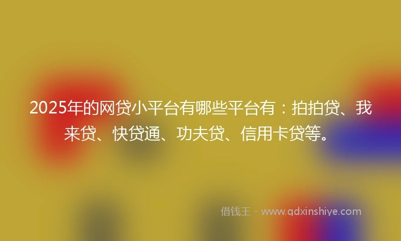 2025年的网贷小平台有哪些平台有：拍拍贷、我来贷、快贷通、功夫贷、信用卡贷等。