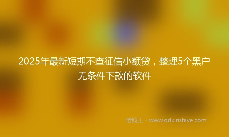 2025年最新短期不查征信小额贷，整理5个黑户无条件下款的软件