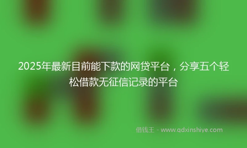 2025年最新目前能下款的网贷平台，分享五个轻松借款无征信记录的平台
