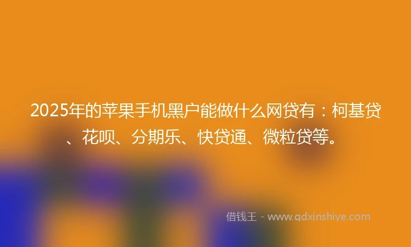 2025年的苹果手机黑户能做什么网贷有：柯基贷、花呗、分期乐、快贷通、微粒贷等。