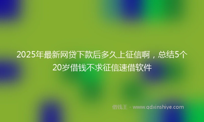 2025年最新网贷下款后多久上征信啊，总结5个20岁借钱不求征信速借软件