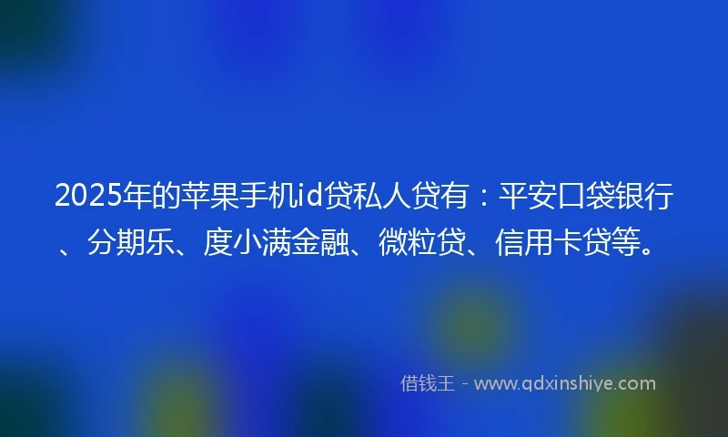 2025年的苹果手机id贷私人贷有：平安口袋银行、分期乐、度小满金融、微粒贷、信用卡贷等。