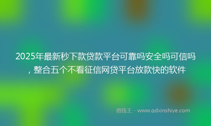 2025年最新秒下款贷款平台可靠吗安全吗可信吗，整合五个不看征信网贷平台放款快的软件