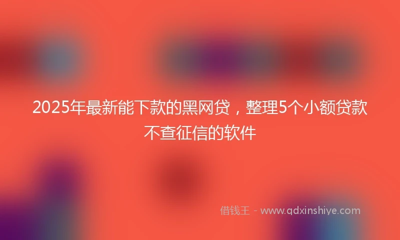 2025年最新能下款的黑网贷，整理5个小额贷款不查征信的软件
