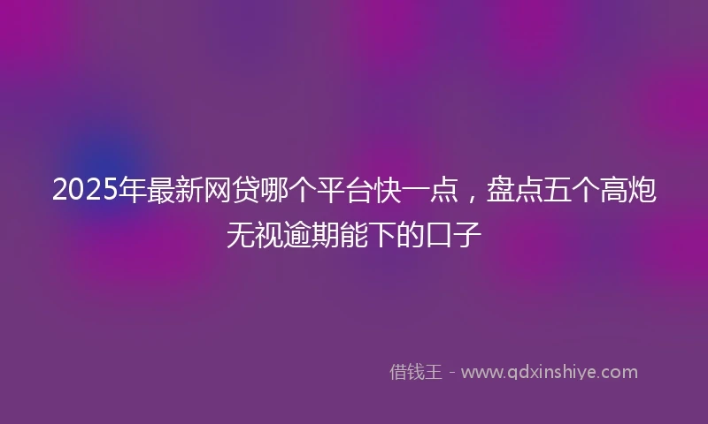 2025年最新网贷哪个平台快一点，盘点五个高炮无视逾期能下的口子