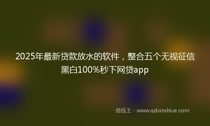 2025年最新贷款放水的软件，整合五个无视征信黑白100%秒下网贷app