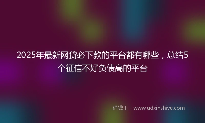 2025年最新网贷必下款的平台都有哪些，总结5个征信不好负债高的平台