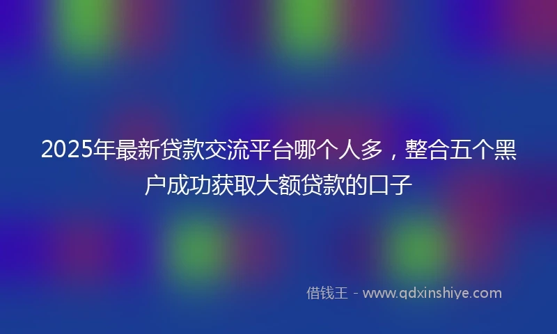 2025年最新贷款交流平台哪个人多，整合五个黑户成功获取大额贷款的口子
