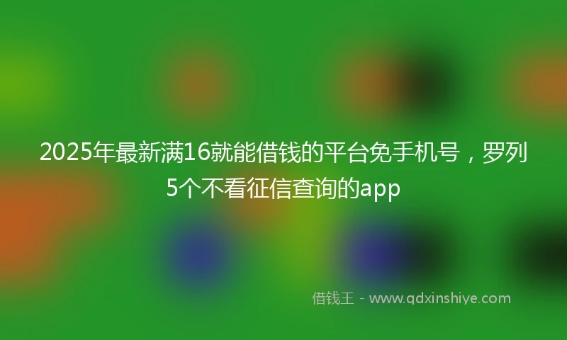 2025年最新满16就能借钱的平台免手机号，罗列5个不看征信查询的app