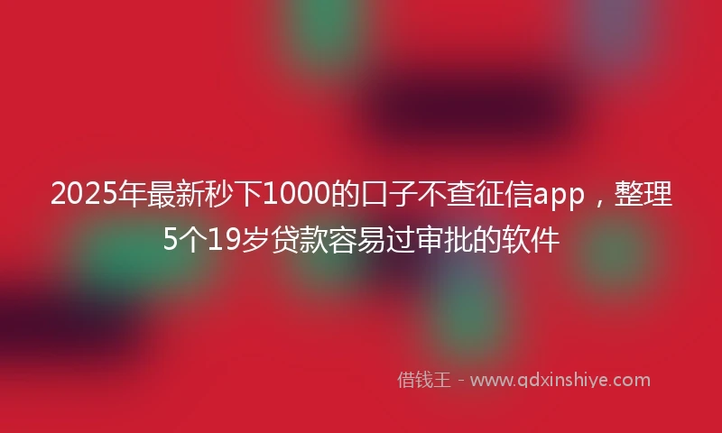 2025年最新秒下1000的口子不查征信app，整理5个19岁贷款容易过审批的软件