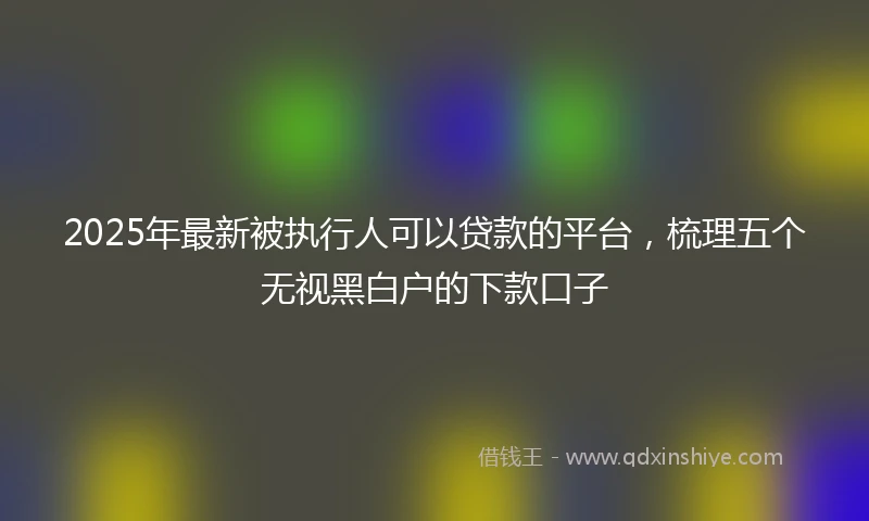 2025年最新被执行人可以贷款的平台，梳理五个无视黑白户的下款口子