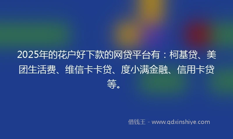 2025年的花户好下款的网贷平台有：柯基贷、美团生活费、维信卡卡贷、度小满金融、信用卡贷等。