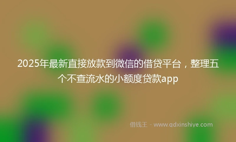 2025年最新直接放款到微信的借贷平台，整理五个不查流水的小额度贷款app