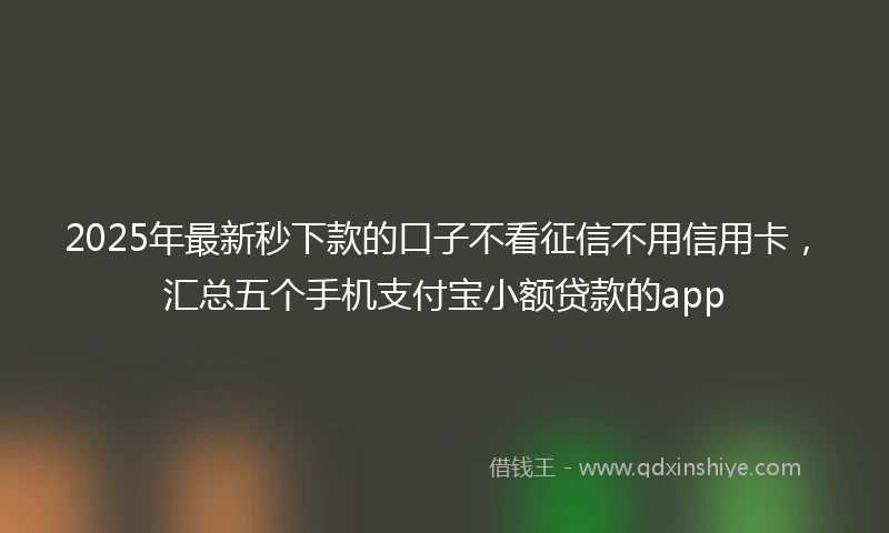 2025年最新秒下款的口子不看征信不用信用卡，汇总五个手机支付宝小额贷款的app