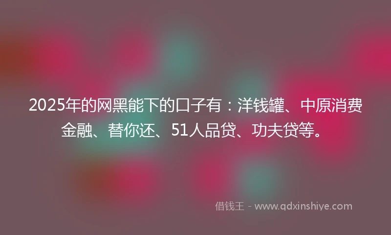 2025年的网黑能下的口子有：洋钱罐、中原消费金融、替你还、51人品贷、功夫贷等。